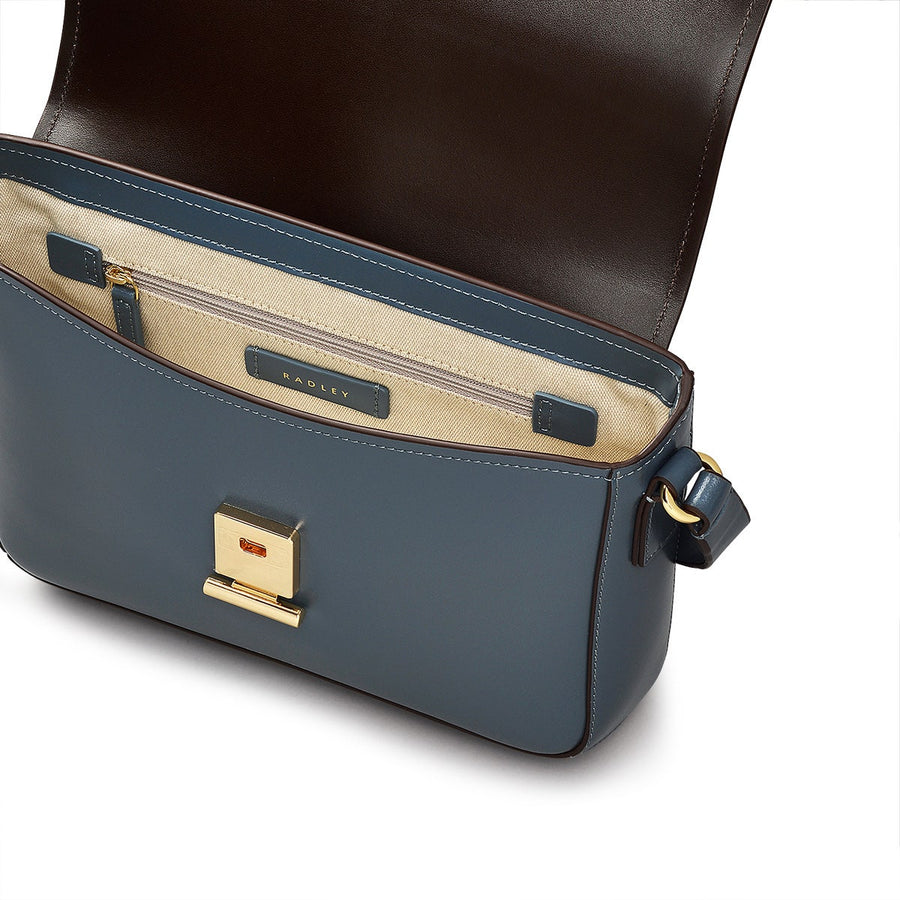 Mells Manor Leather Medium Flapover Crossbody Bag in Uniform - 110481