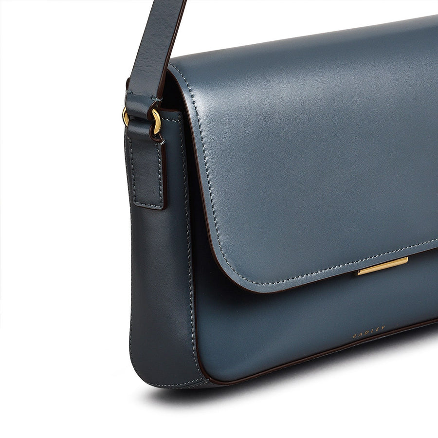 Mells Manor Leather Medium Flapover Crossbody Bag in Uniform - 110481