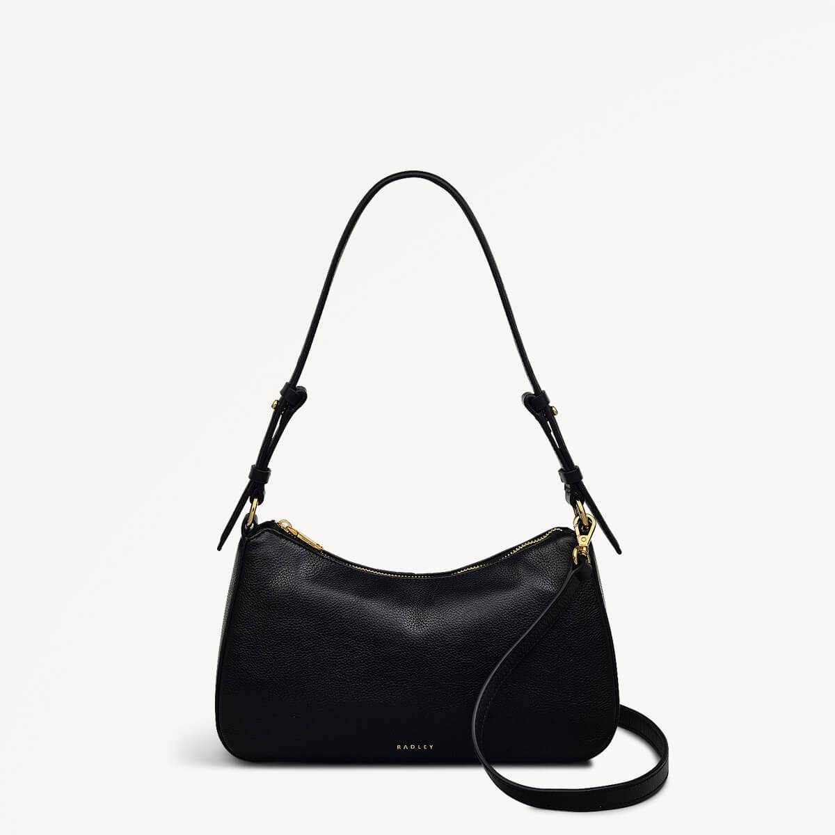 Embankment Way Leather Small Ziptop Shoulder Bag in Black - 110482