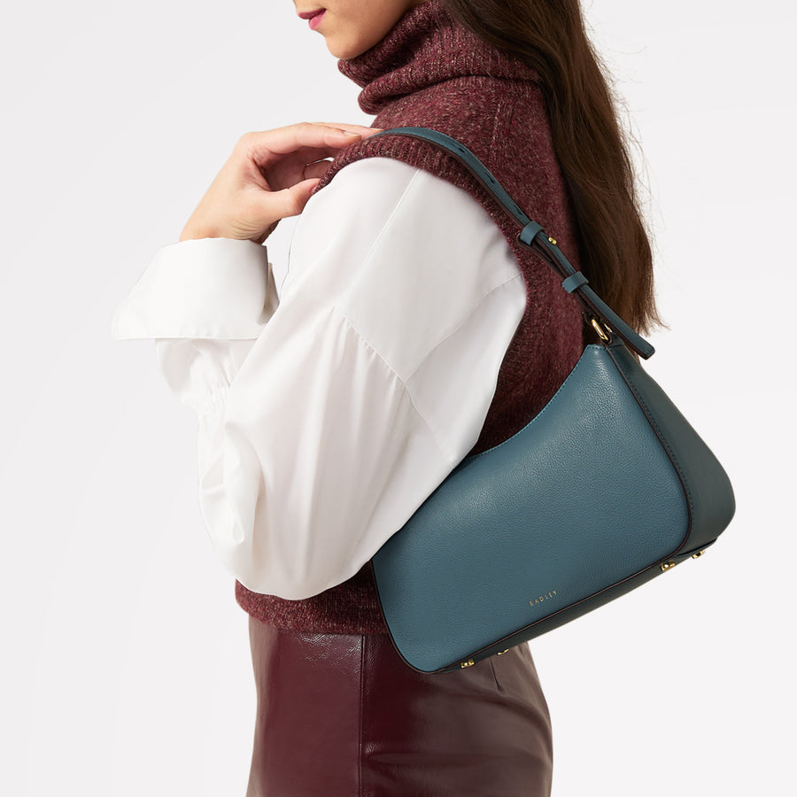 Embankment Way Leather Small Ziptop Shoulder Bag in Uniform - 110483