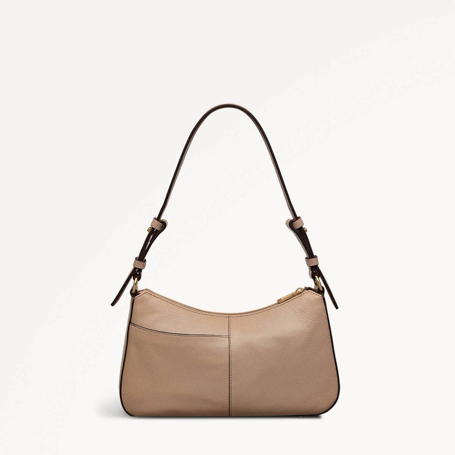 Embankment Way Leather Small Ziptop Shoulder Bag in Silt - 110484