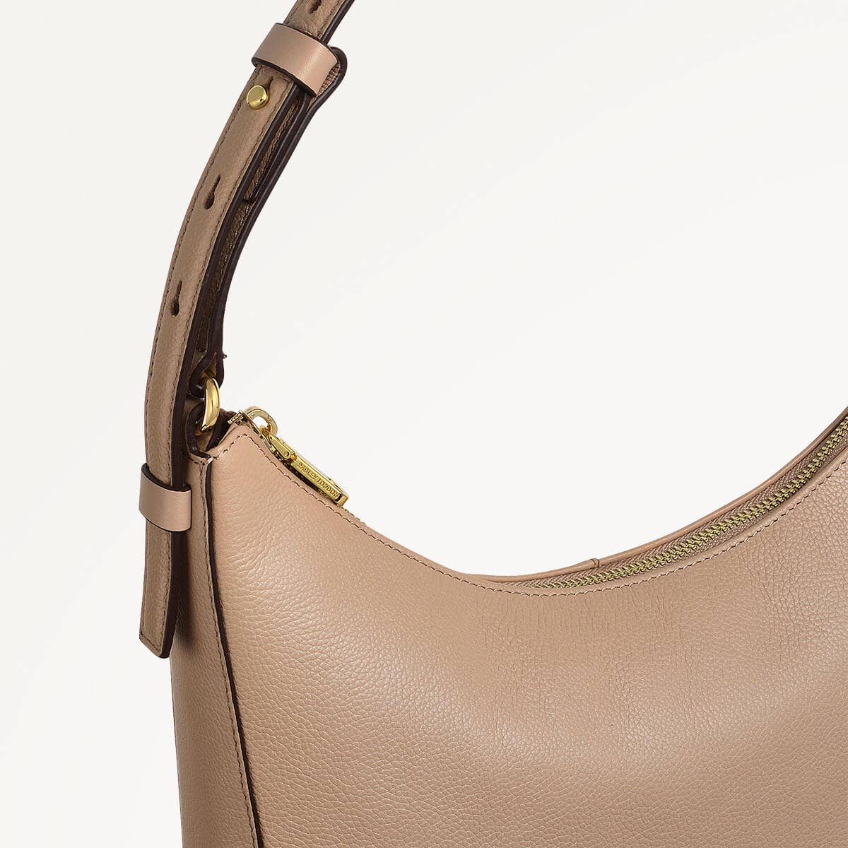 Embankment Way Leather Large Ziptop Shoulder Bag in Silt - 110487