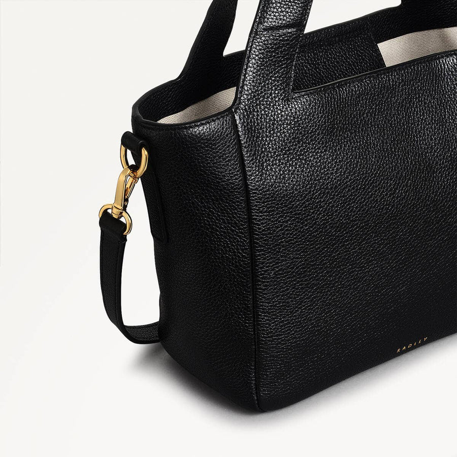 Alpha Road Leather Medium Open Top Grab Bag in Black - 110488