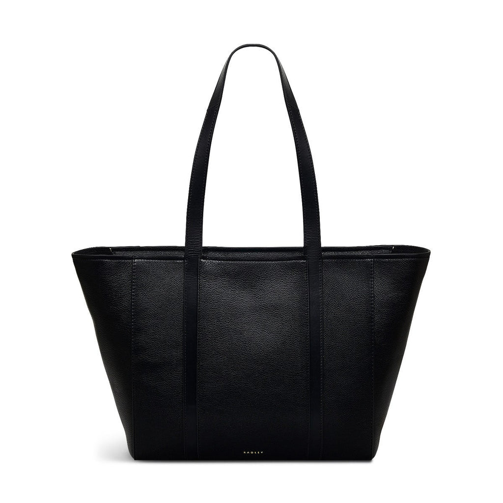 Knightsbridge Road Leather Large Ziptop Tote Bag in Black - 110495