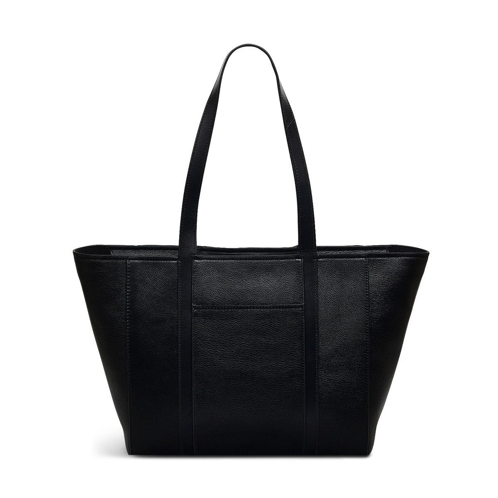Knightsbridge Road Leather Large Ziptop Tote Bag in Black - 110495