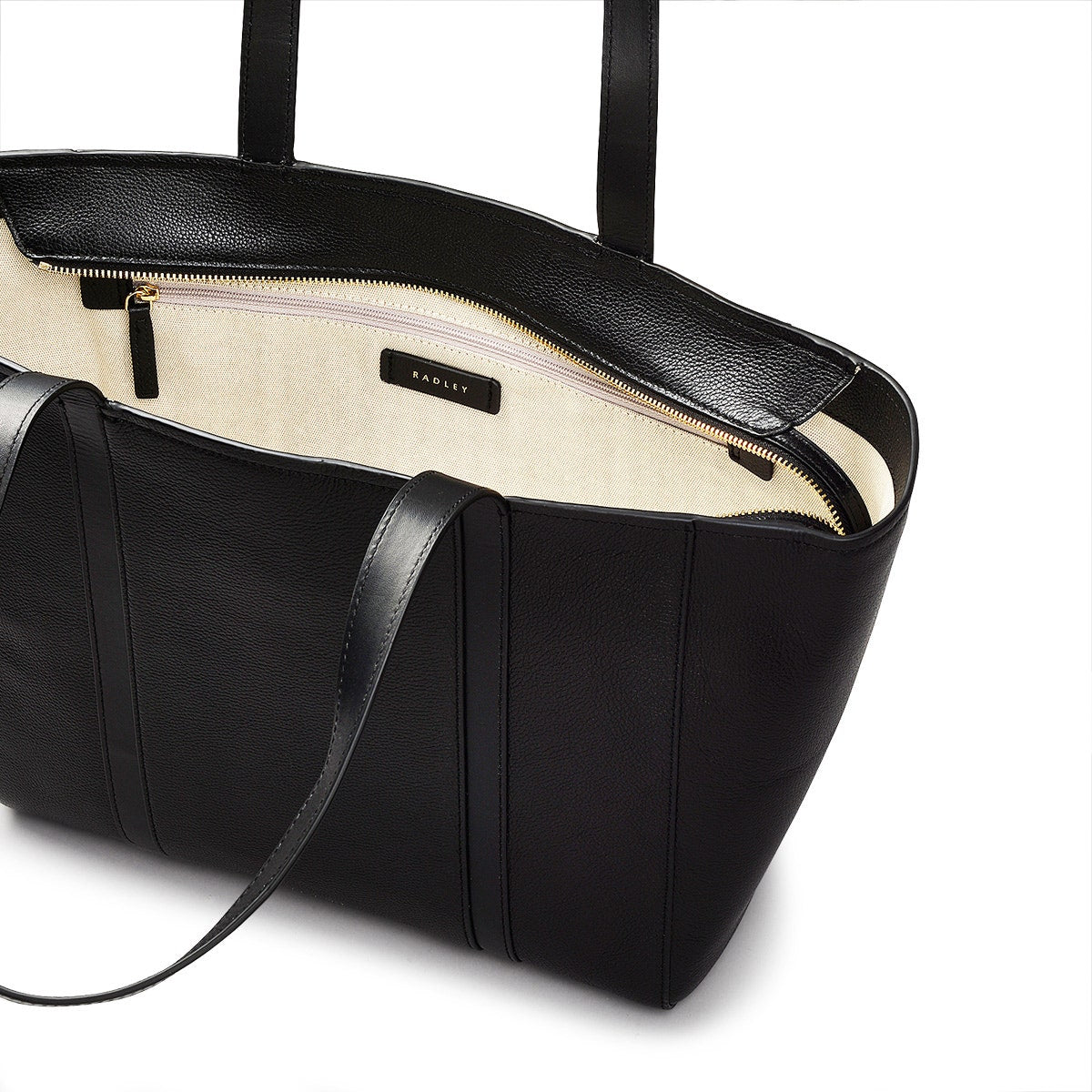 Knightsbridge Road Leather Large Ziptop Tote Bag in Black - 110495
