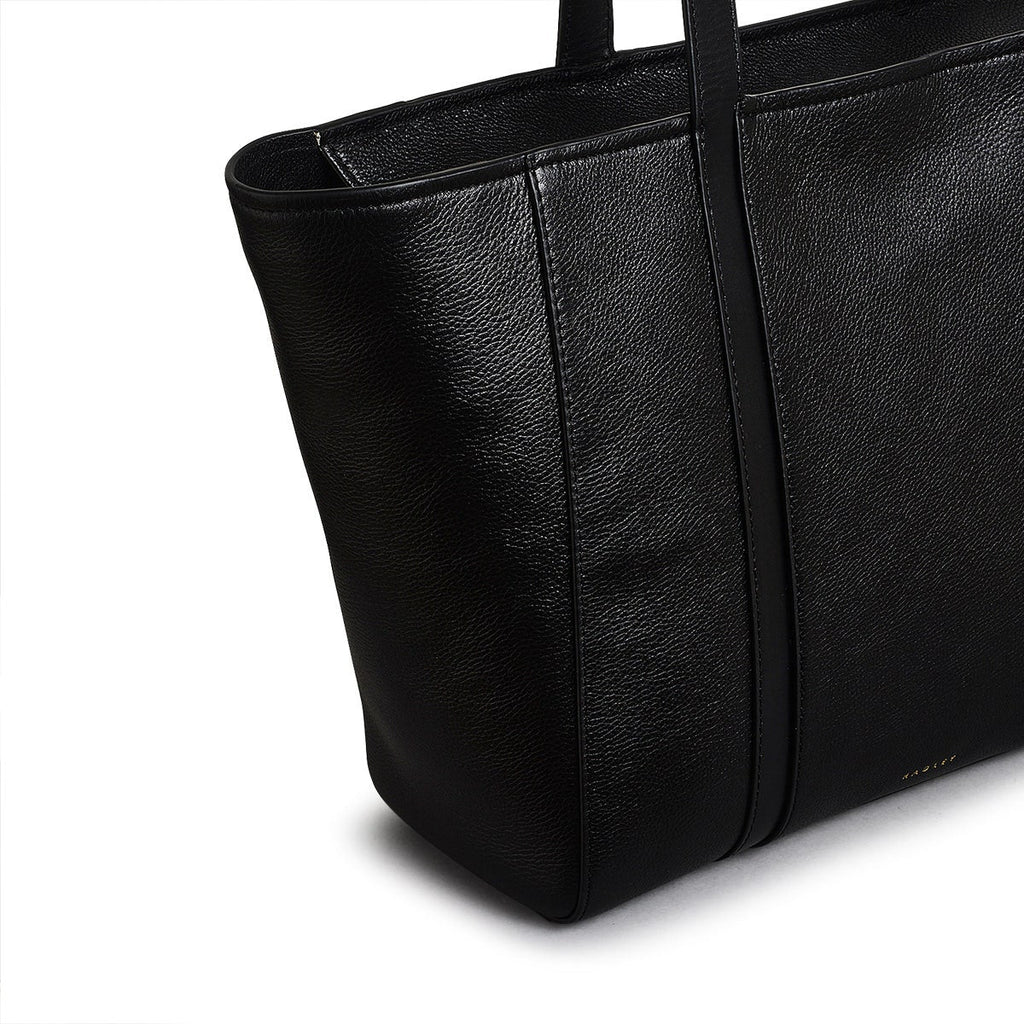 Knightsbridge Road Leather Large Ziptop Tote Bag in Black - 110495