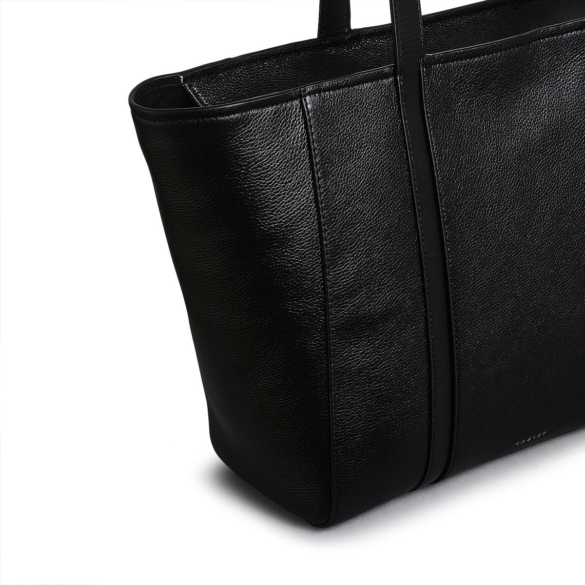 Knightsbridge Road Leather Large Ziptop Tote Bag in Black - 110495