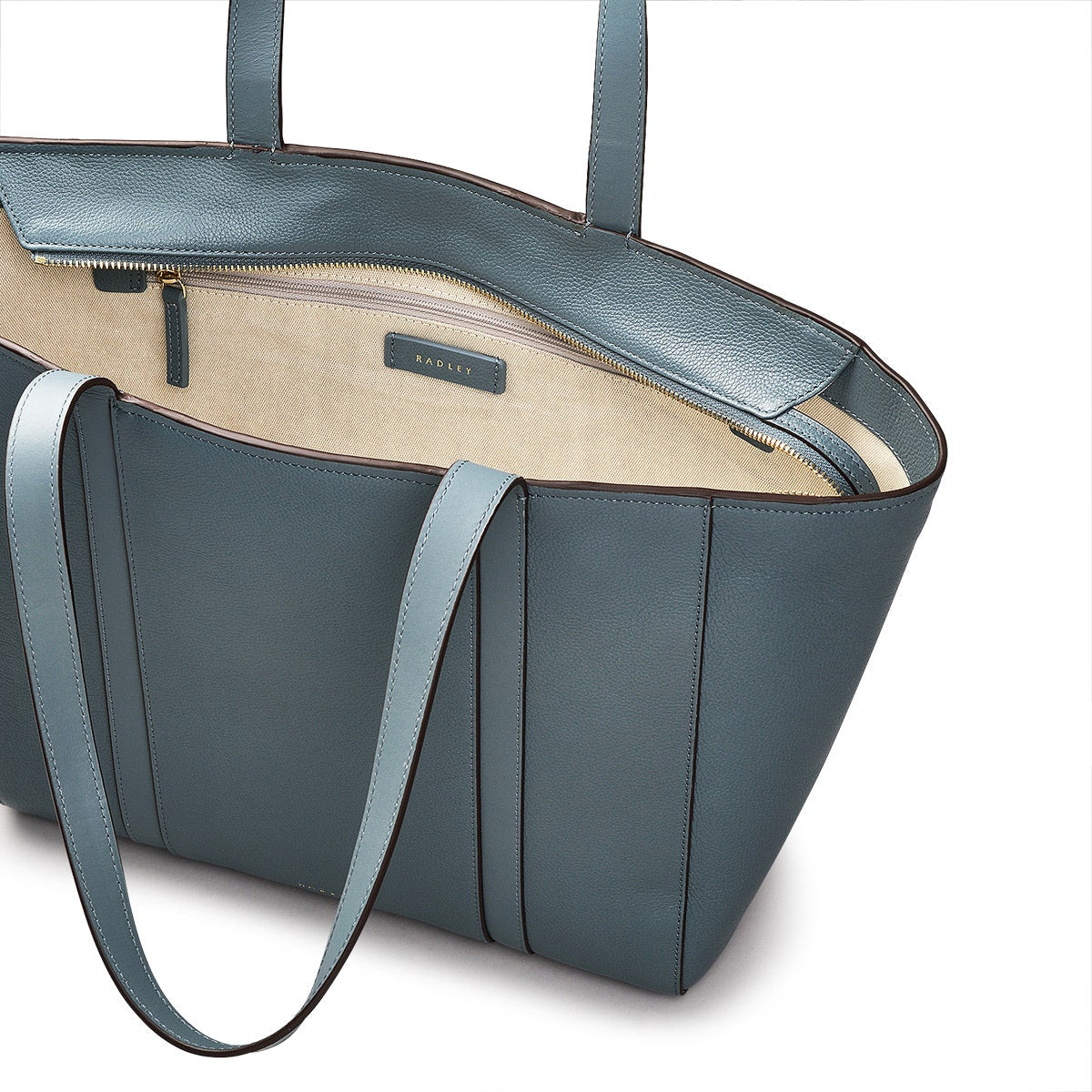 Knightsbridge Road Leather Large Ziptop Tote Bag in Uniform - 110496