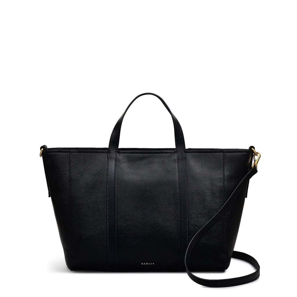 Knightsbridge Road Leather Large Ziptop Grab Bag in Black - 110498