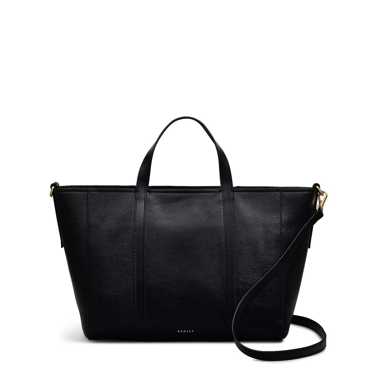 Knightsbridge Road Leather Large Ziptop Grab Bag in Black - 110498