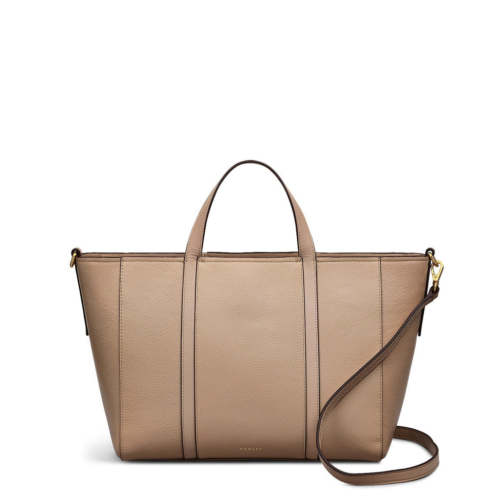 Knightsbridge Road Leather Large Ziptop Grab Bag in Silt - 110501