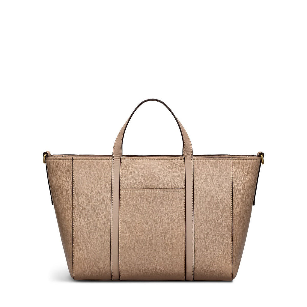 Knightsbridge Road Leather Large Ziptop Grab Bag in Silt - 110501