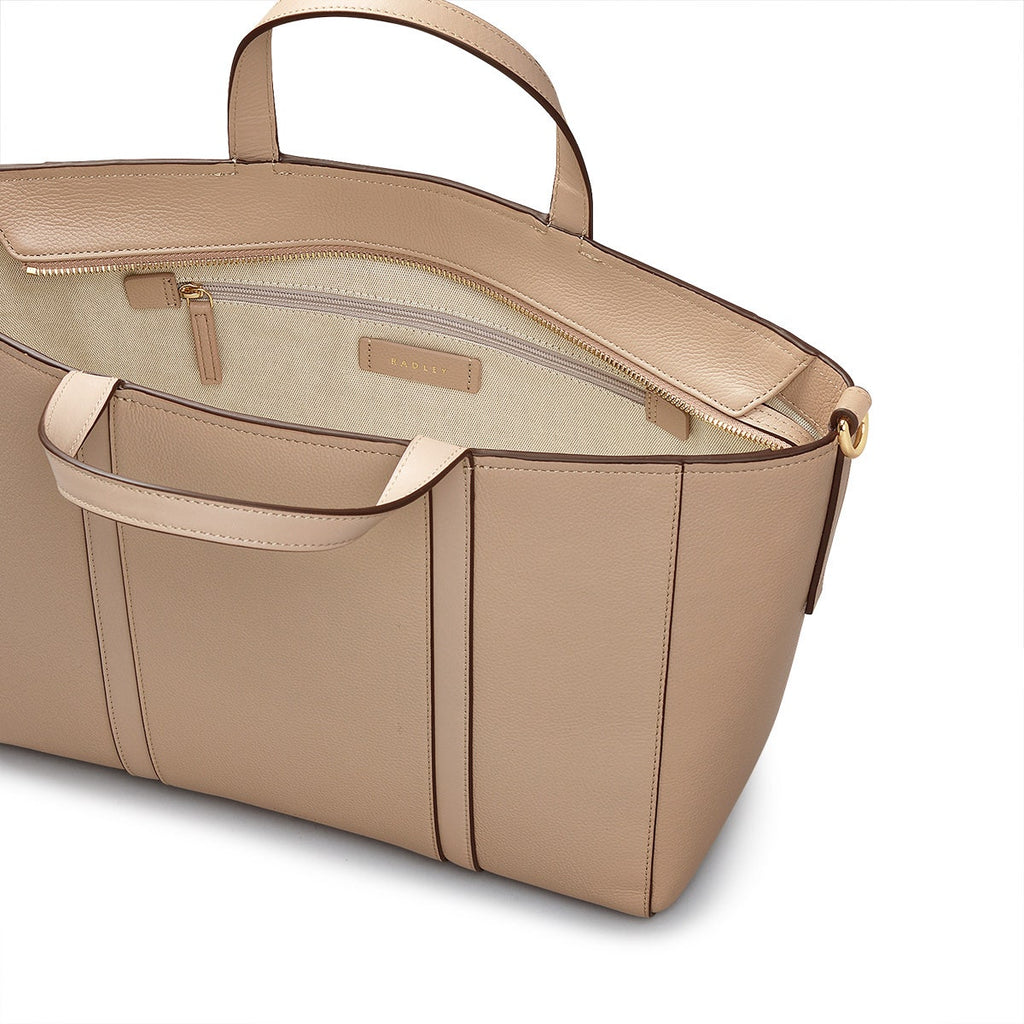 Knightsbridge Road Leather Large Ziptop Grab Bag in Silt - 110501