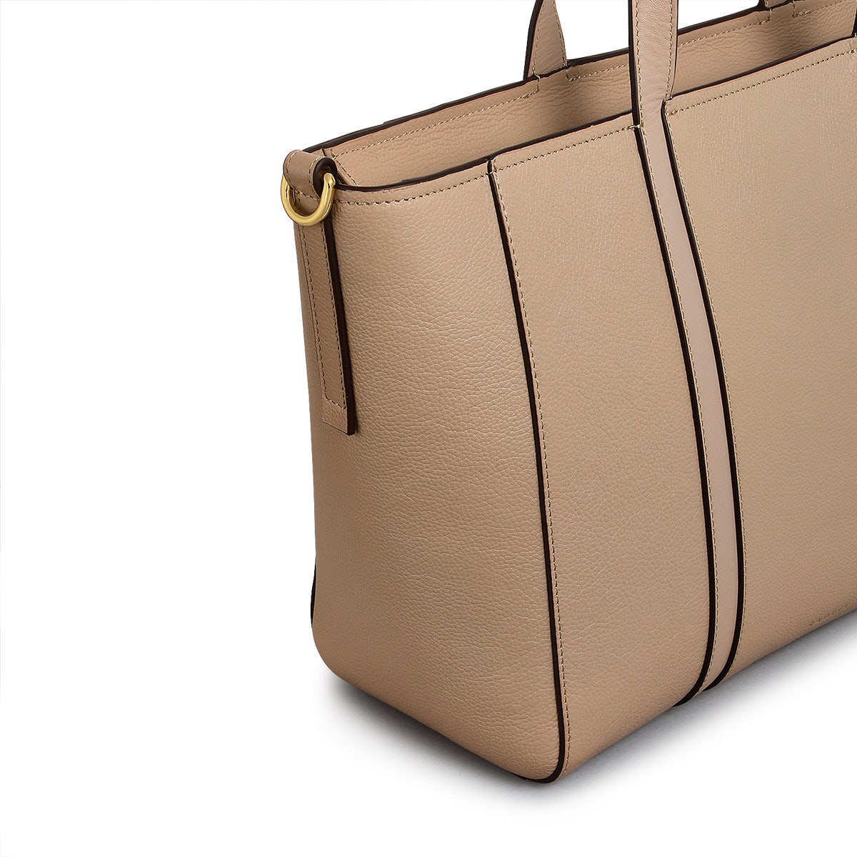 Knightsbridge Road Leather Large Ziptop Grab Bag in Silt - 110501
