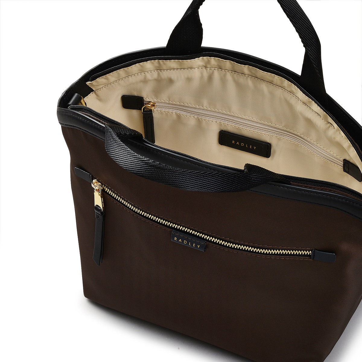 Aldwych Mews Fabric Medium Ziptop Grab Bag in Dark Oak - 110502