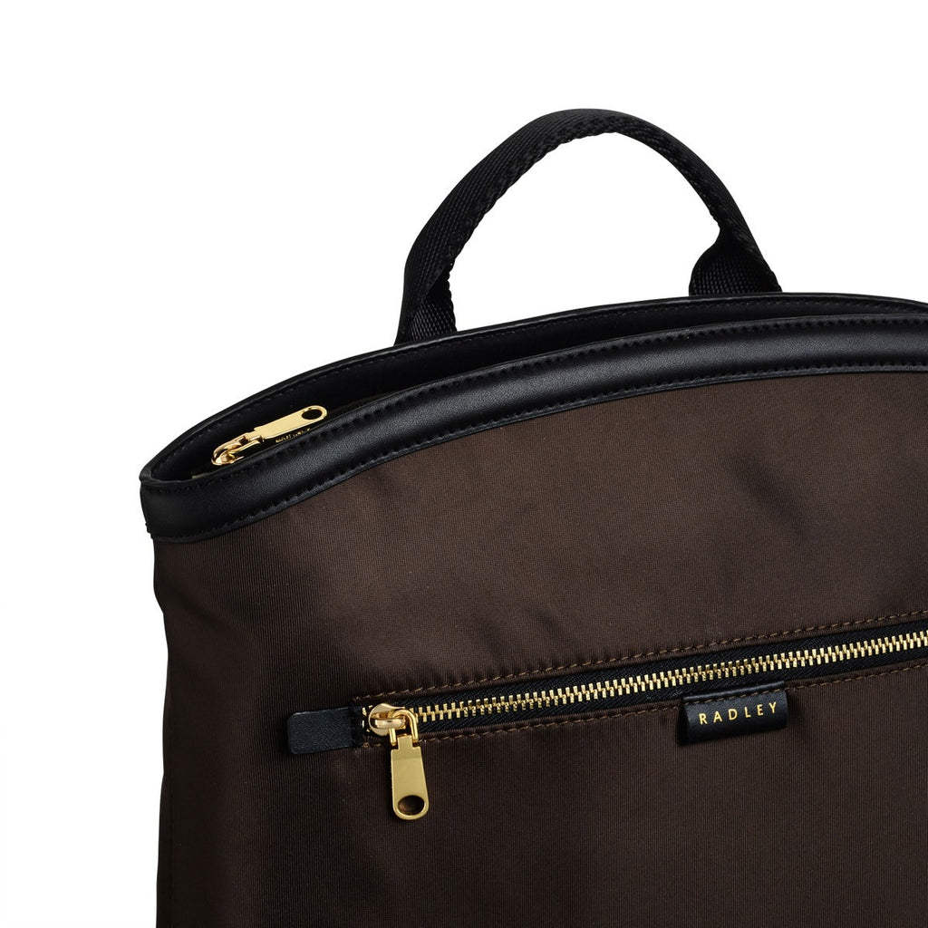 Aldwych Mews Fabric Medium Ziptop Backpack in Dark Oak - 110504