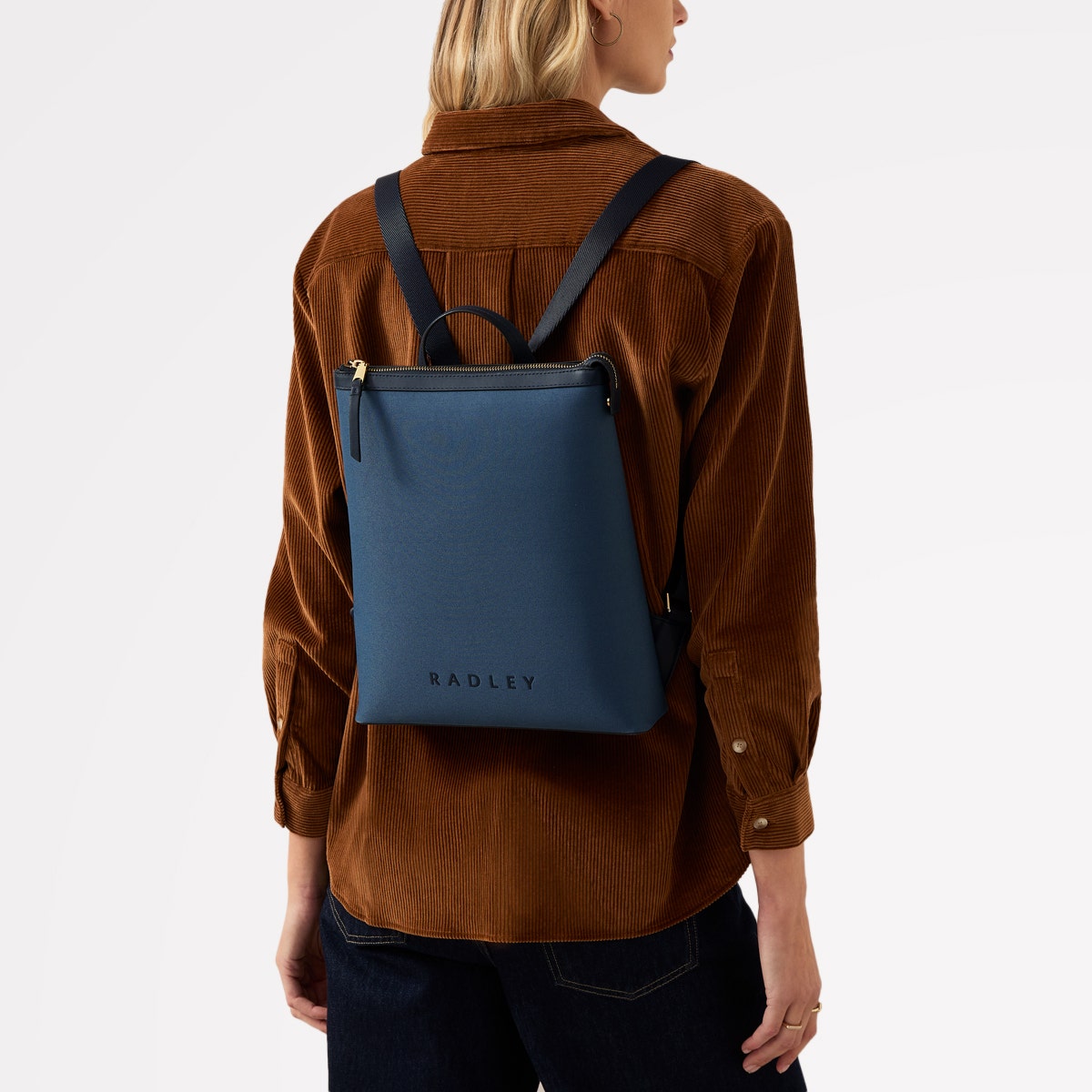 Addison Row Fabric Medium Ziptop Backpack in Uniform - 110508