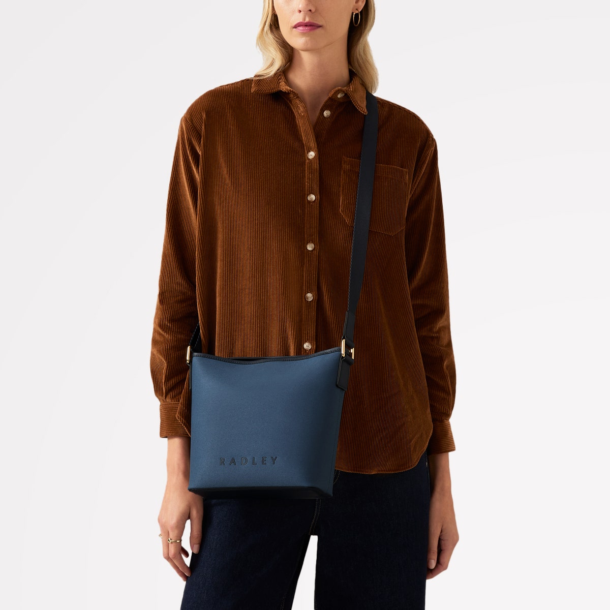 Addison Row Fabric Medium Ziptop Crossbody Bag in Uniform - 110507