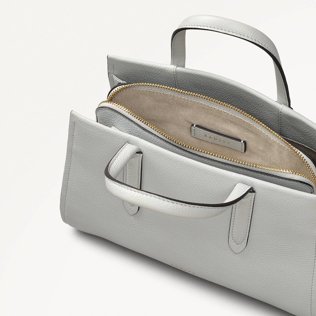 Arlington Court Leather Small Zip Around Grab Bag in Goose Grey - 110514