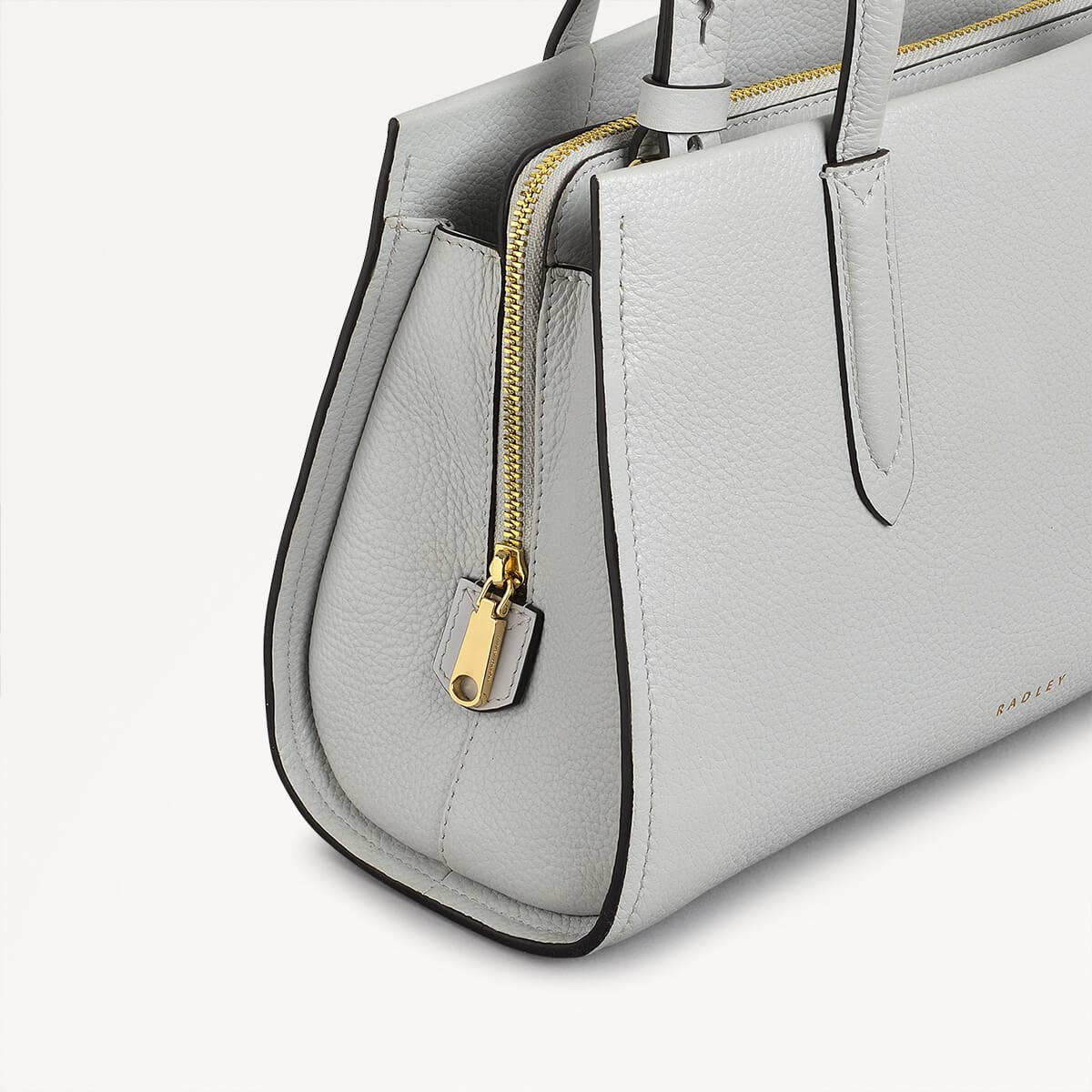 Arlington Court Leather Small Zip Around Grab Bag in Goose Grey - 110514