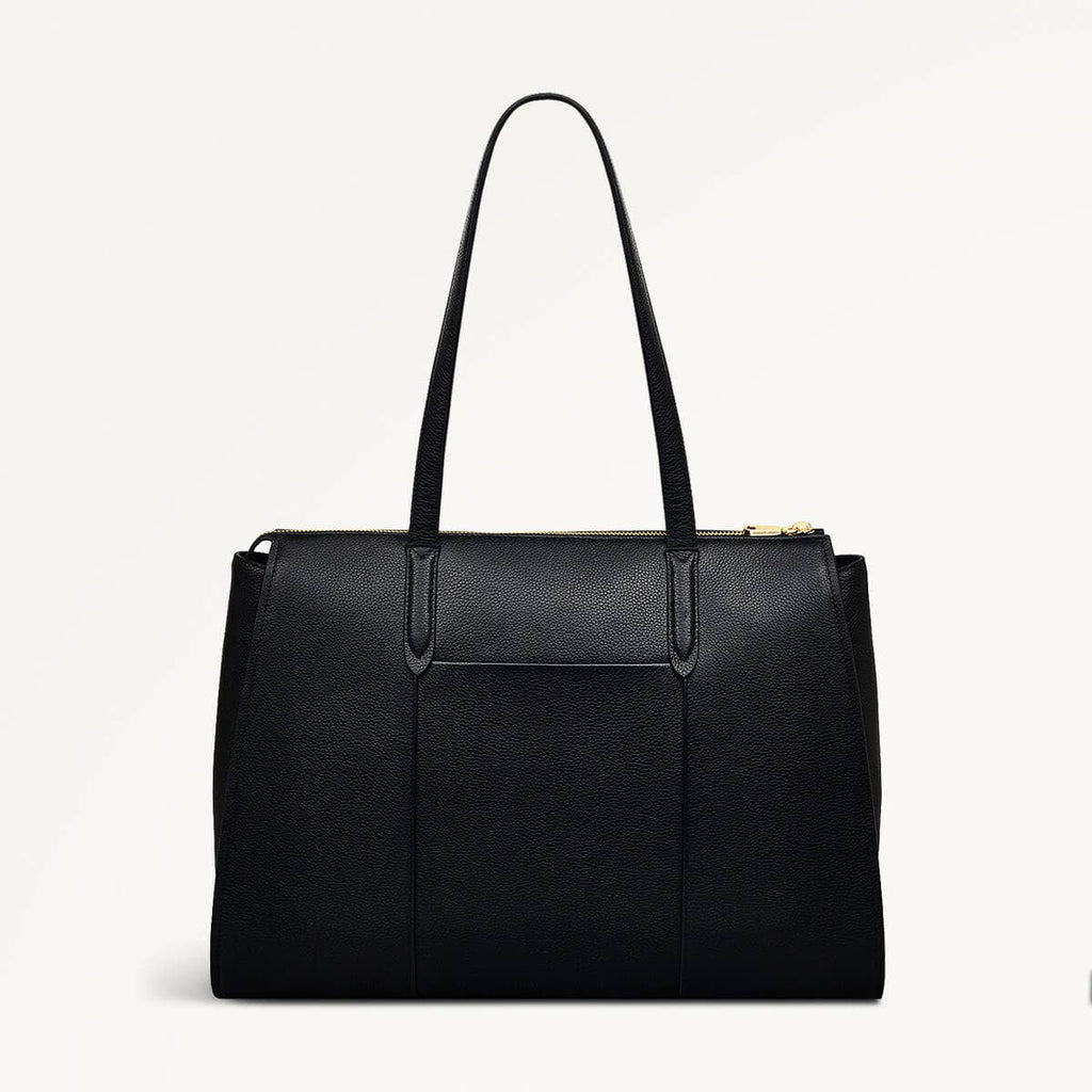 Arlington Court Leather Large Ziptop Workbag Bag in Black - 110516