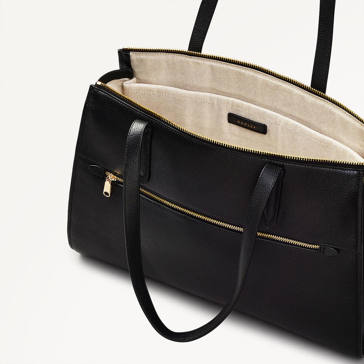 Arlington Court Leather Large Ziptop Workbag Bag in Black - 110516