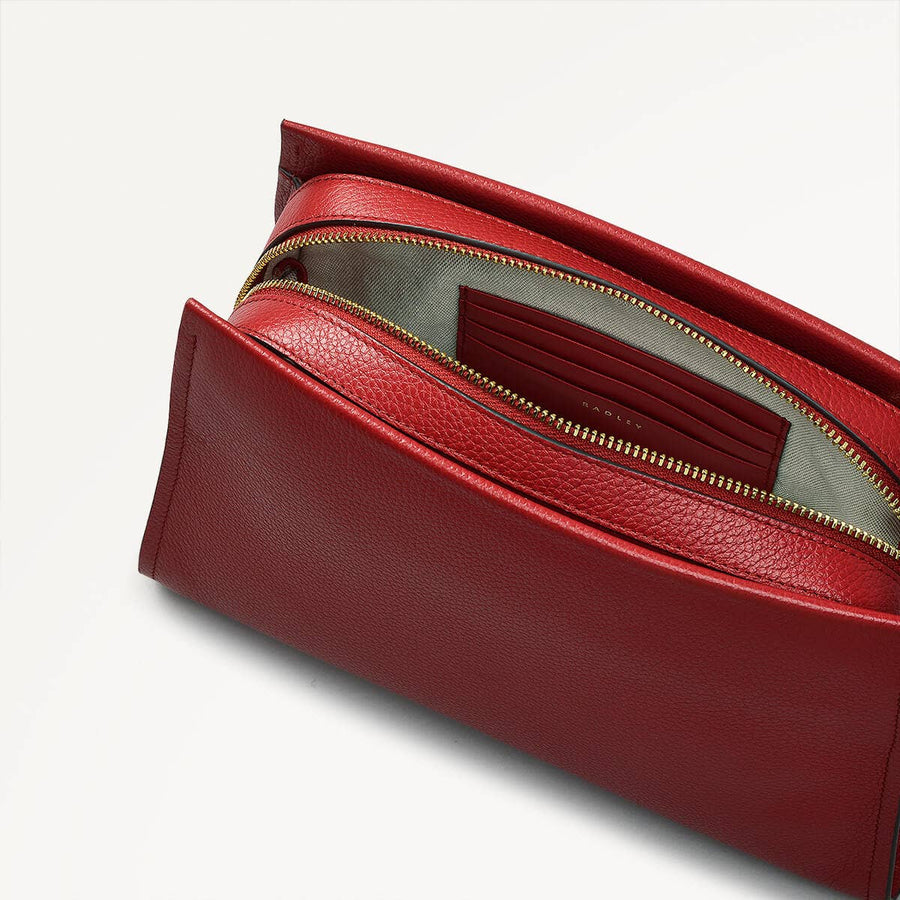 Arlington Court Leather Small Zip Around Crossbody Bag in Poinsettia - 110522