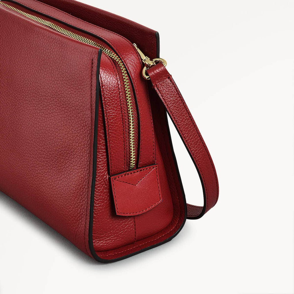 Arlington Court Leather Small Zip Around Crossbody Bag in Poinsettia - 110522