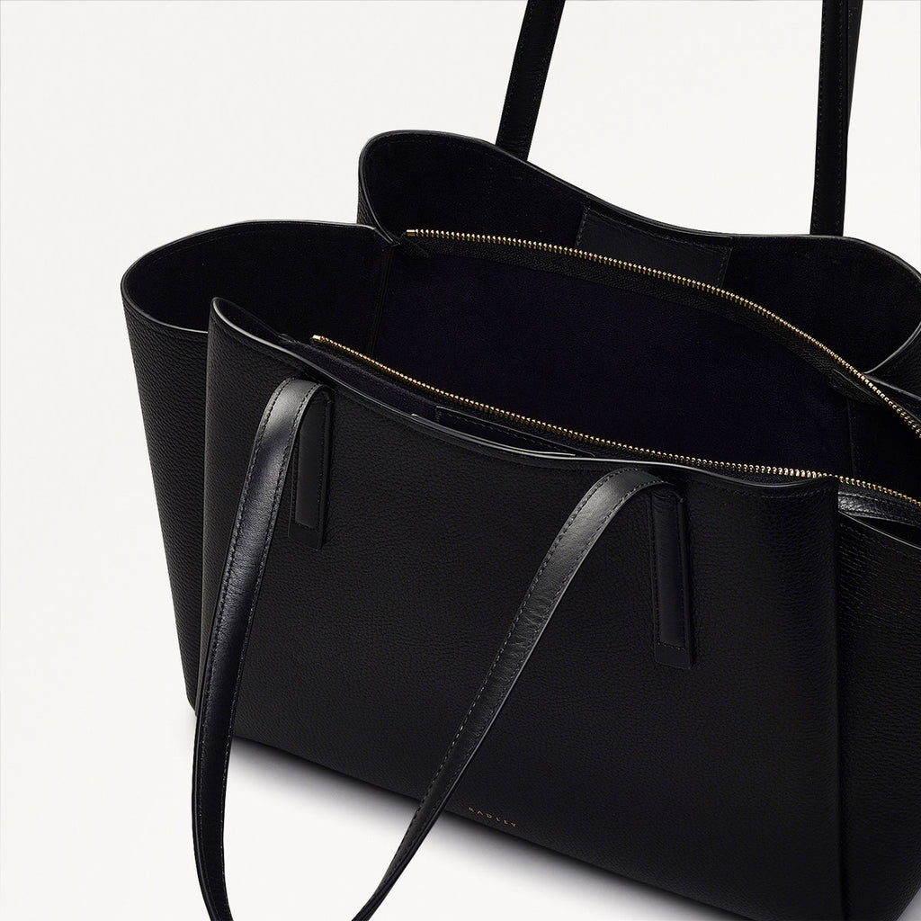 Blake Gardens Leather Large Ziptop Tote Bag in Black - 110523