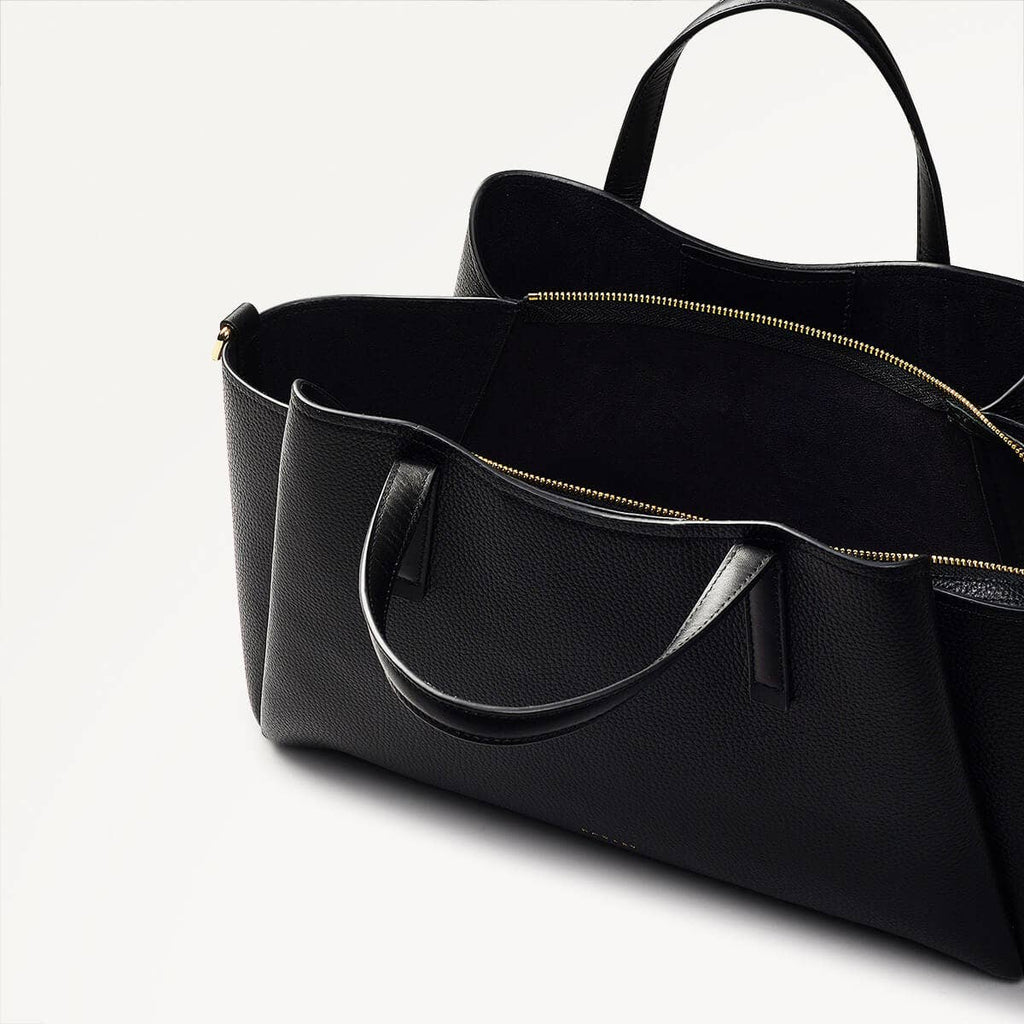 Blake Gardens Leather Large Ziptop Grab Bag in Black - 110526