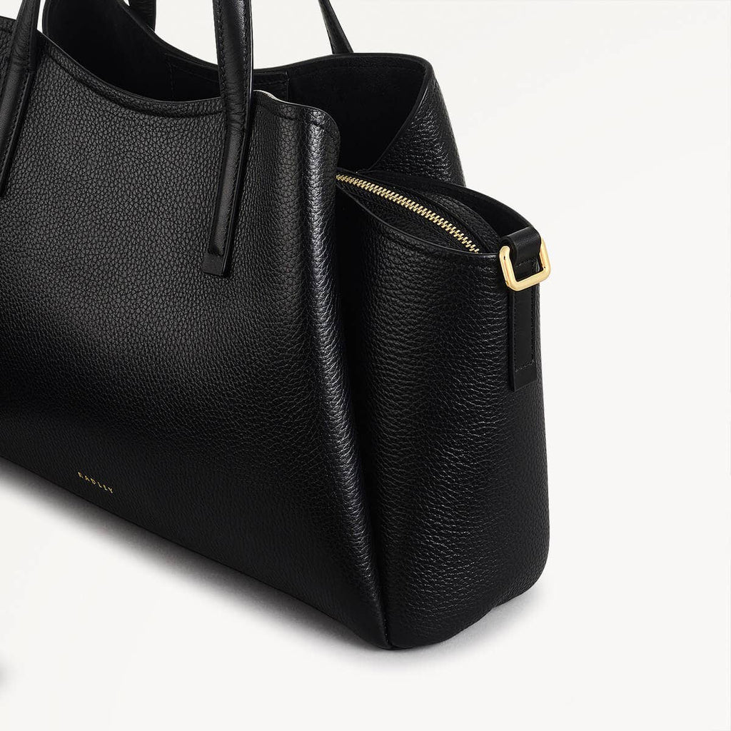 Blake Gardens Leather Large Ziptop Grab Bag in Black - 110526