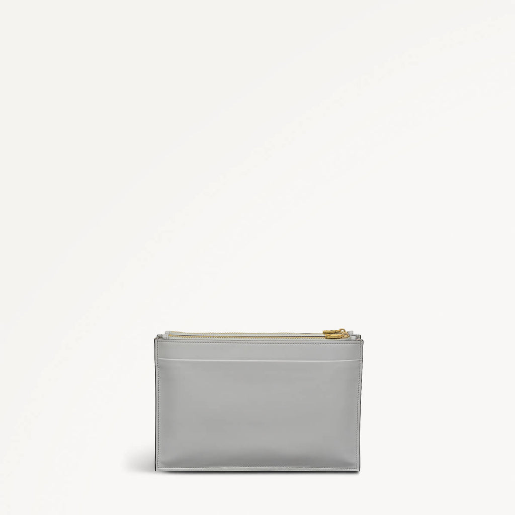 Foster Lane Leather Small Ziptop Crossbody Bag in Goose Grey - 110530