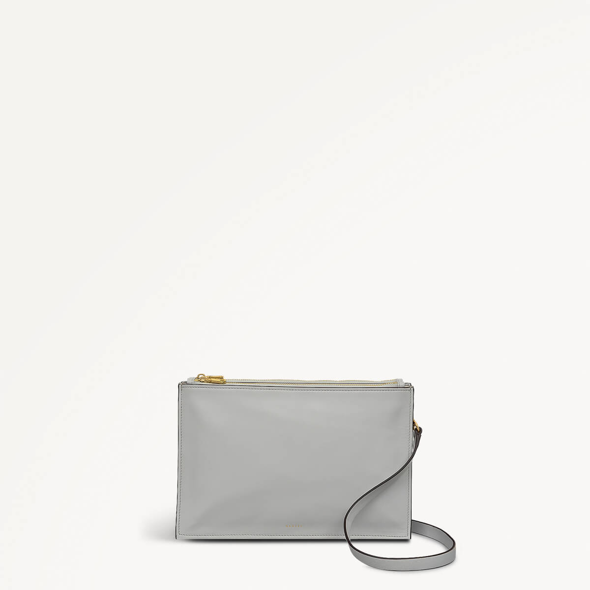 Foster Lane Leather Small Ziptop Crossbody Bag in Goose Grey - 110530