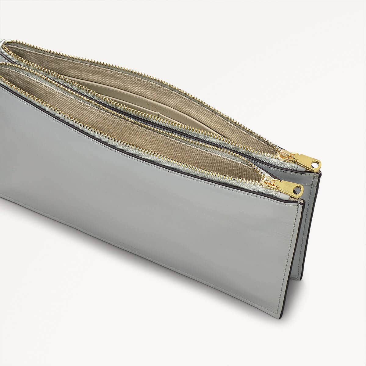 Foster Lane Leather Small Ziptop Crossbody Bag in Goose Grey - 110530