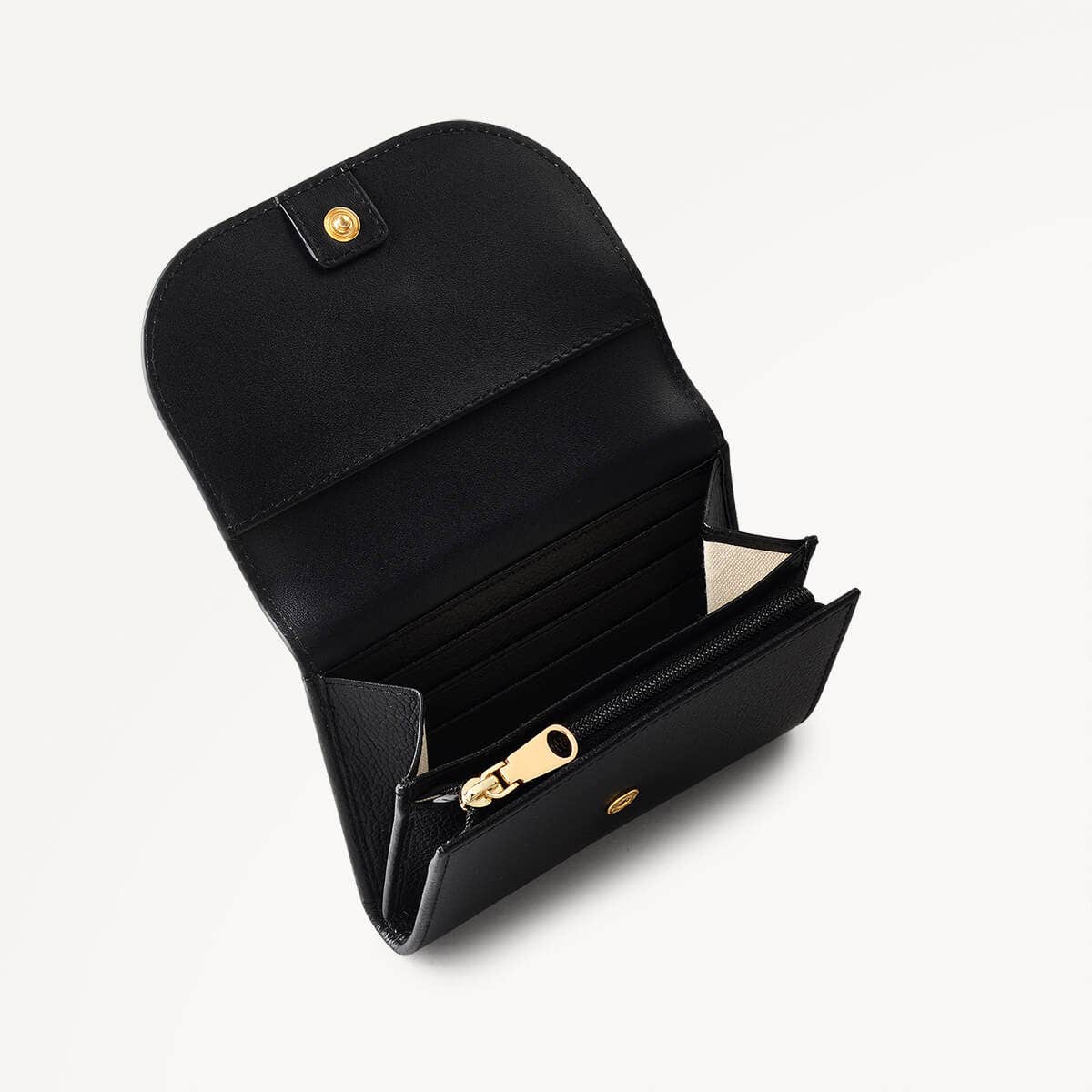 Embankment Way Leather Small Flapover Wallet in Black - 110547