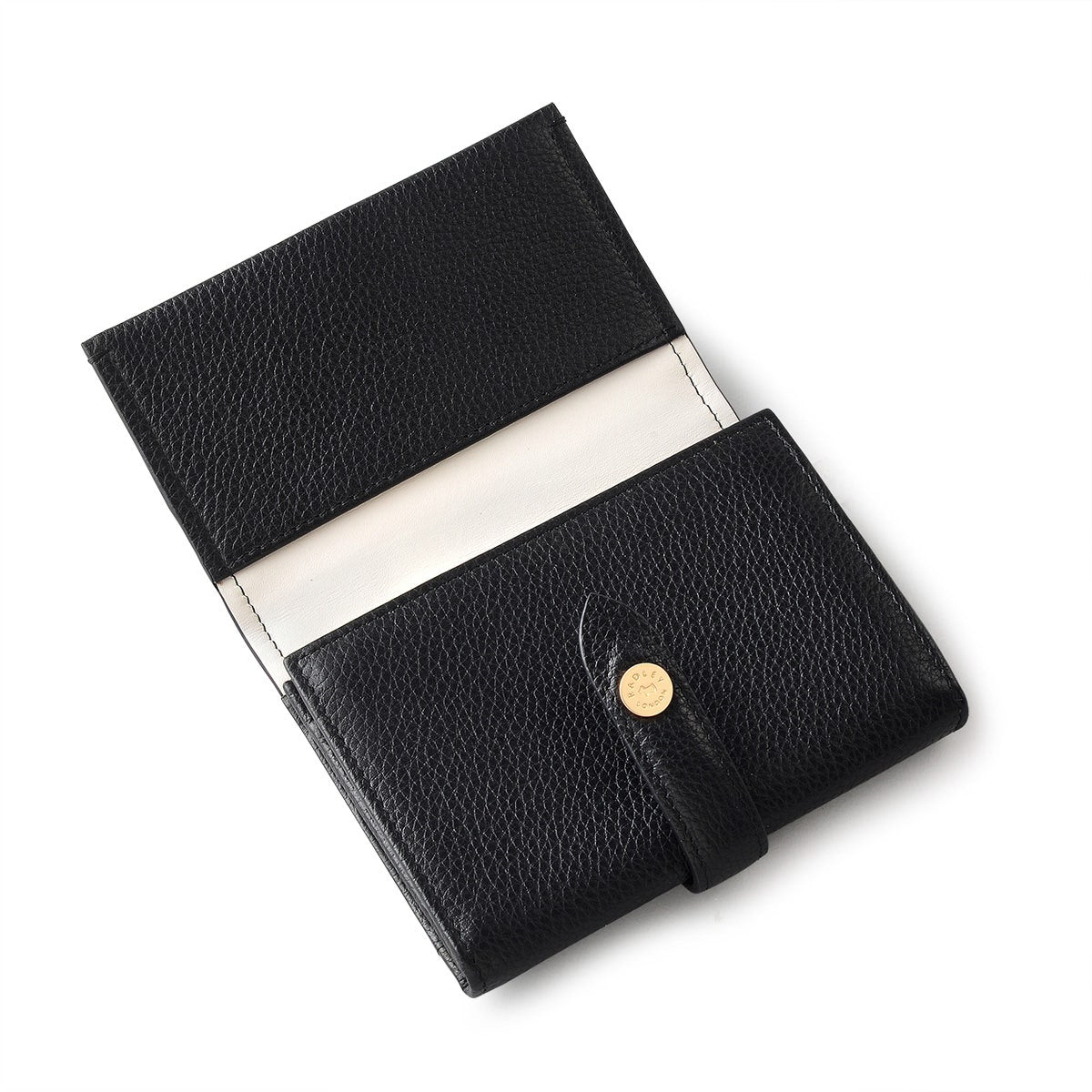 Arlington Court Leather Medium Flapover Wallet in Black - 110581