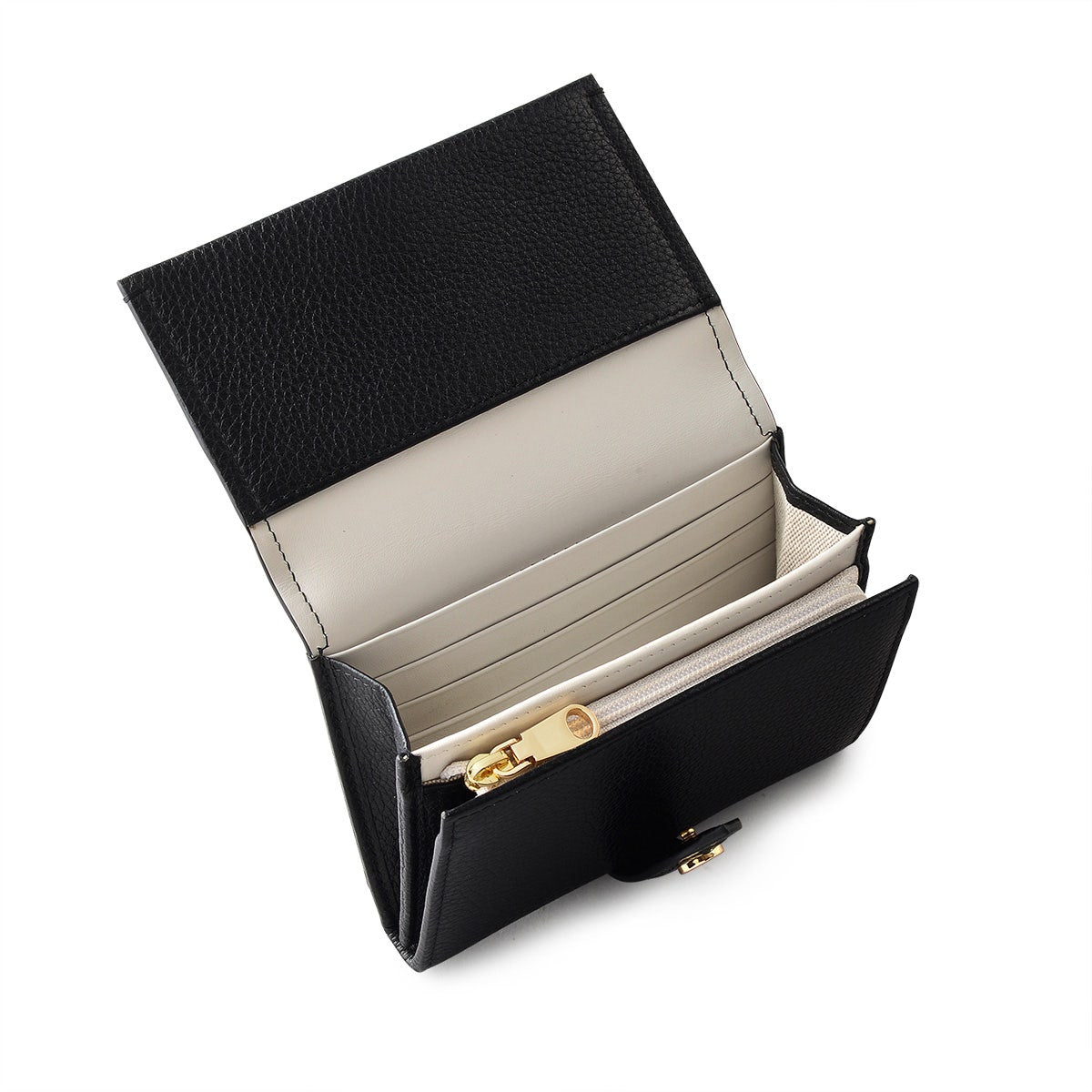 Arlington Court Leather Medium Flapover Wallet in Black - 110581
