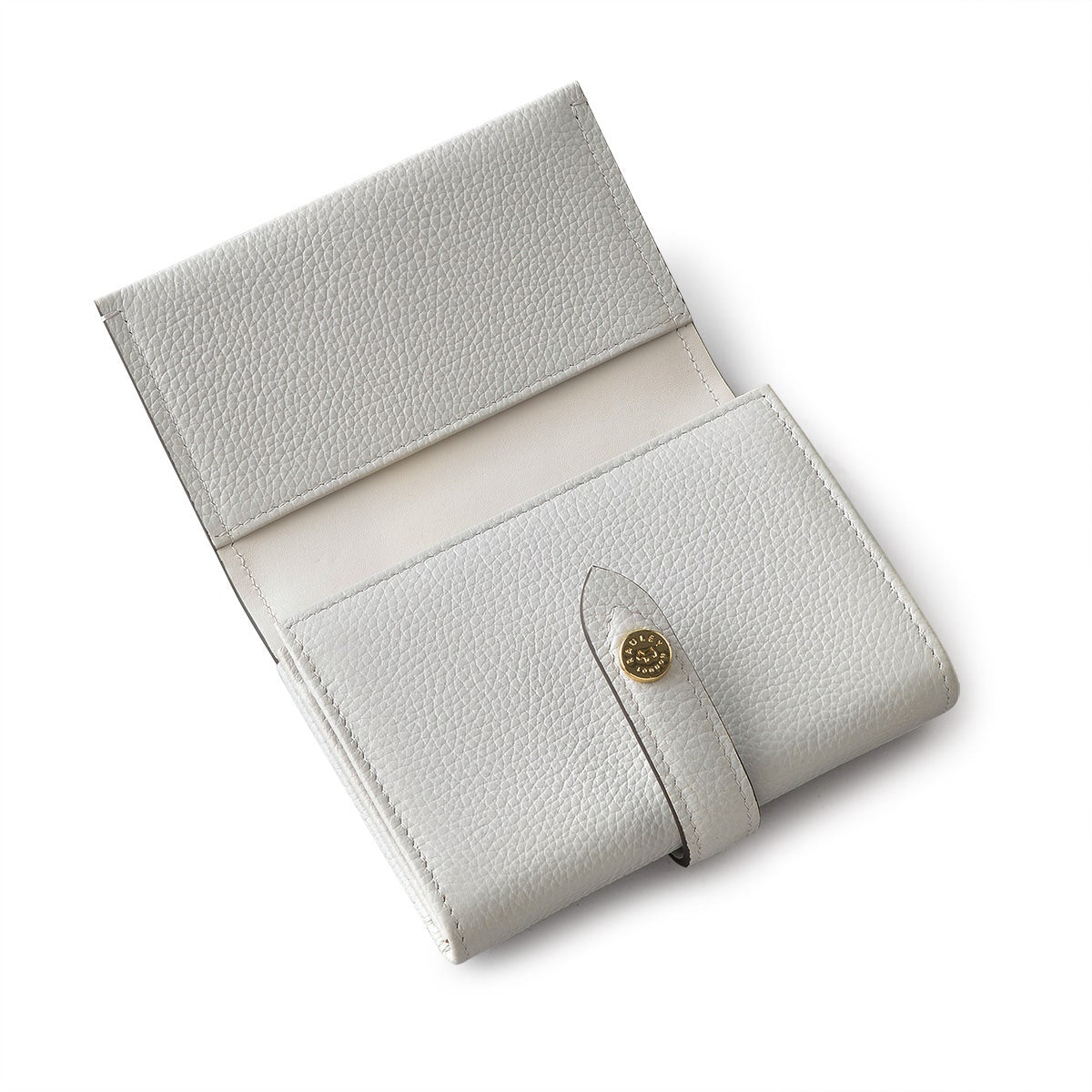 Arlington Court Leather Medium Flapover Wallet in Goose Grey - 110582