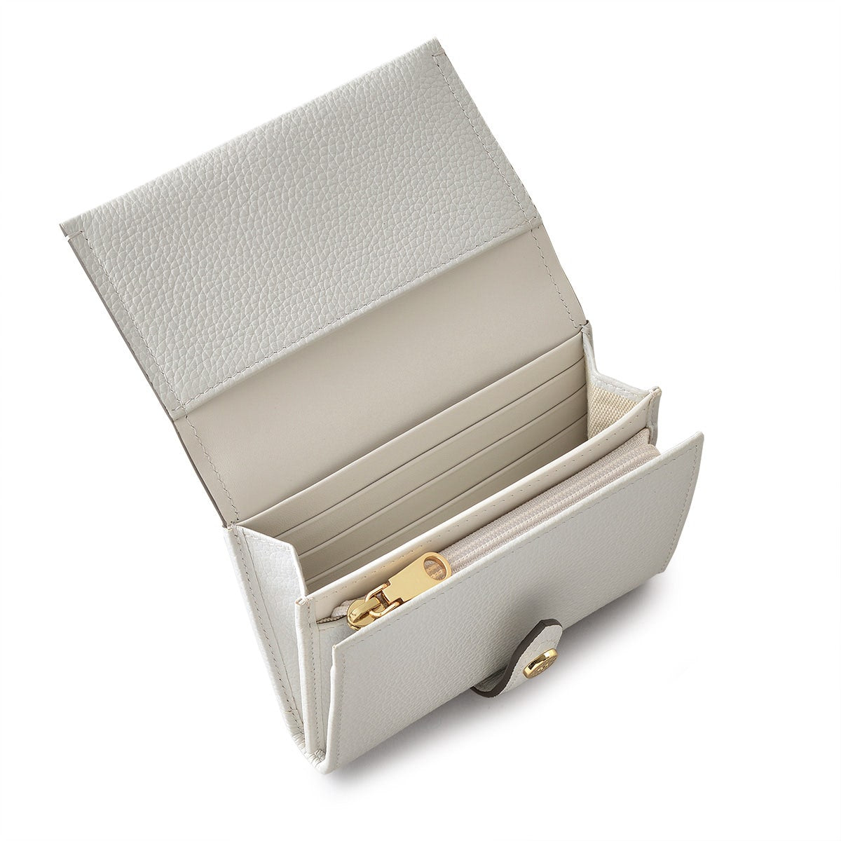Arlington Court Leather Medium Flapover Wallet in Goose Grey - 110582