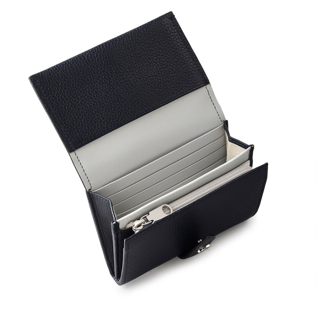 Arlington Court Leather Medium Flapover Wallet in Ink - 110584