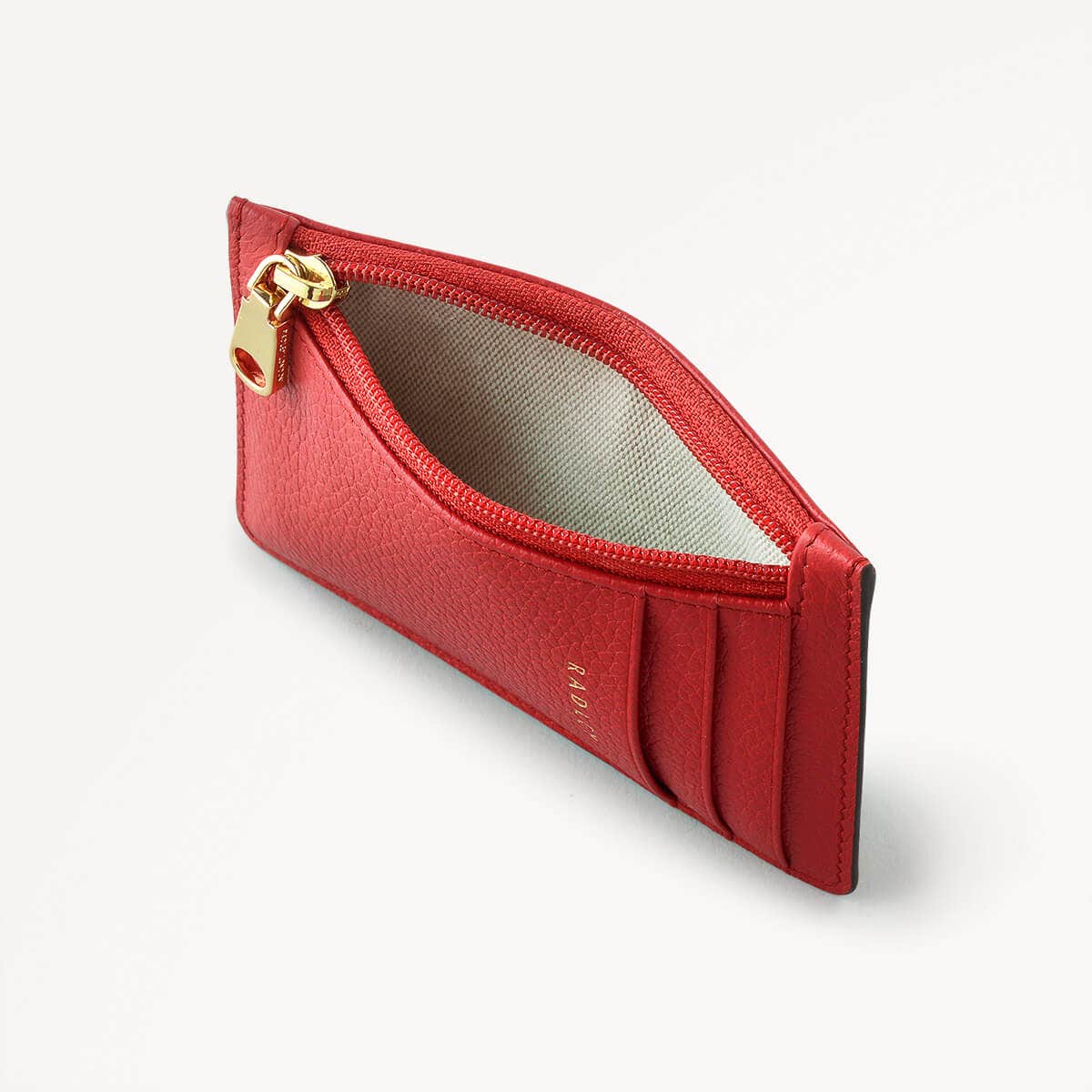 My Love Leather Small Ziptop Card Holder in Poinsettia - 110598