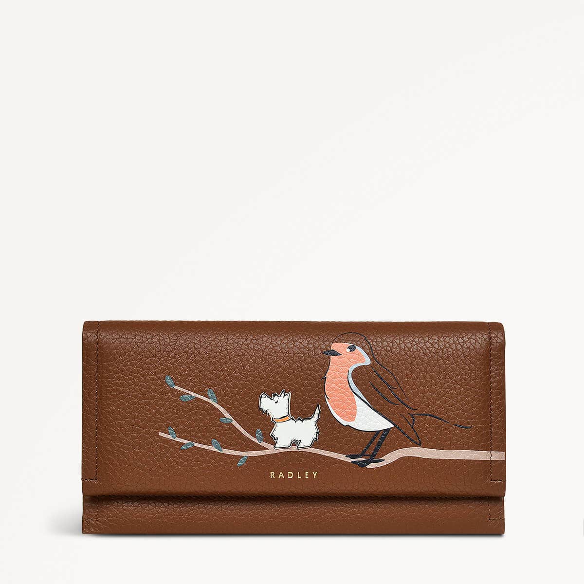 Robin Leather Robin Large Flapover Wallet Saddle in Saddle - 110603