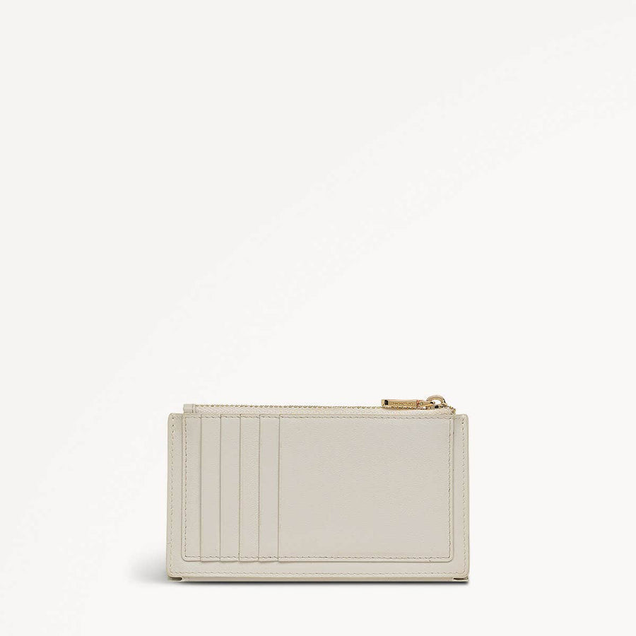 Valentines SS25 Leather Medium Ziptop Wallet in Chalk - 110607