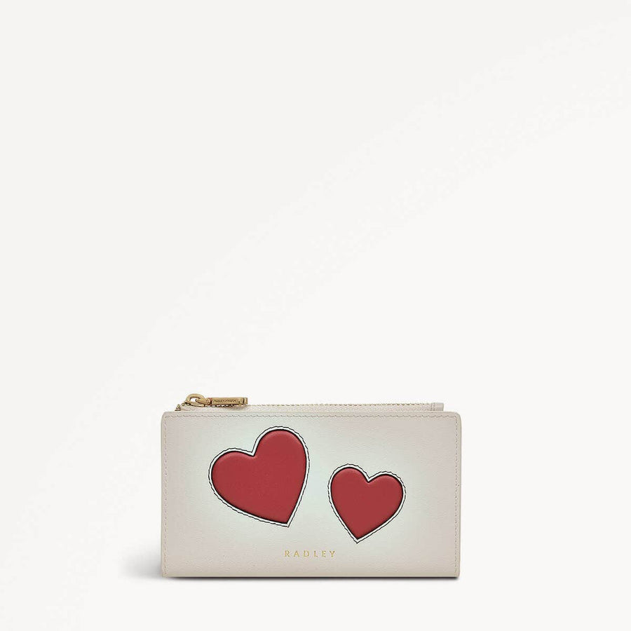 Valentines SS25 Leather Medium Ziptop Wallet in Chalk - 110607