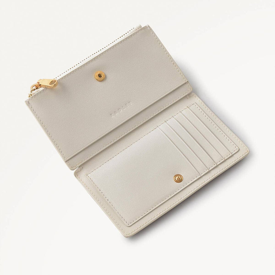 Valentines SS25 Leather Medium Ziptop Wallet in Chalk - 110607
