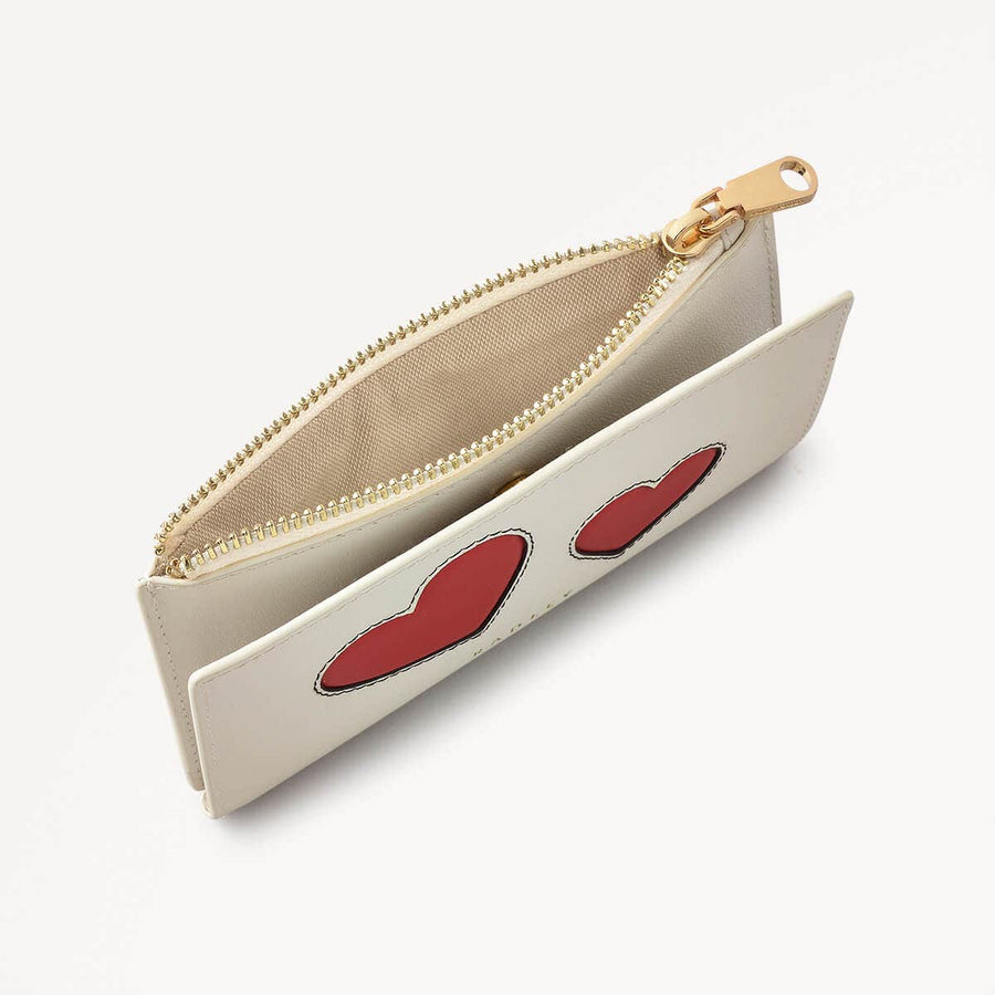 Valentines SS25 Leather Medium Ziptop Wallet in Chalk - 110607