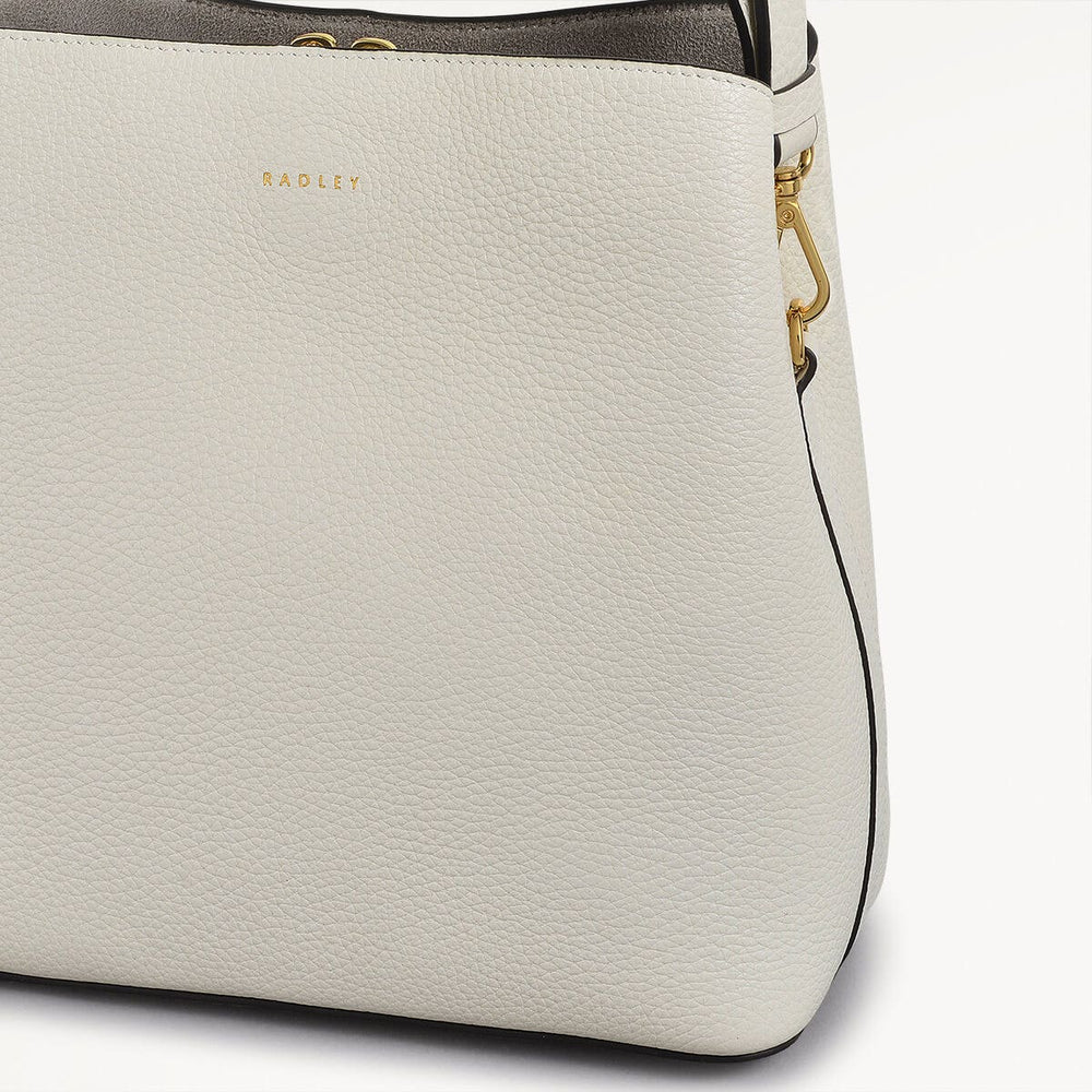 Dukes Place Leather Medium Compartment Crossbody Bag in Chalk - 110614