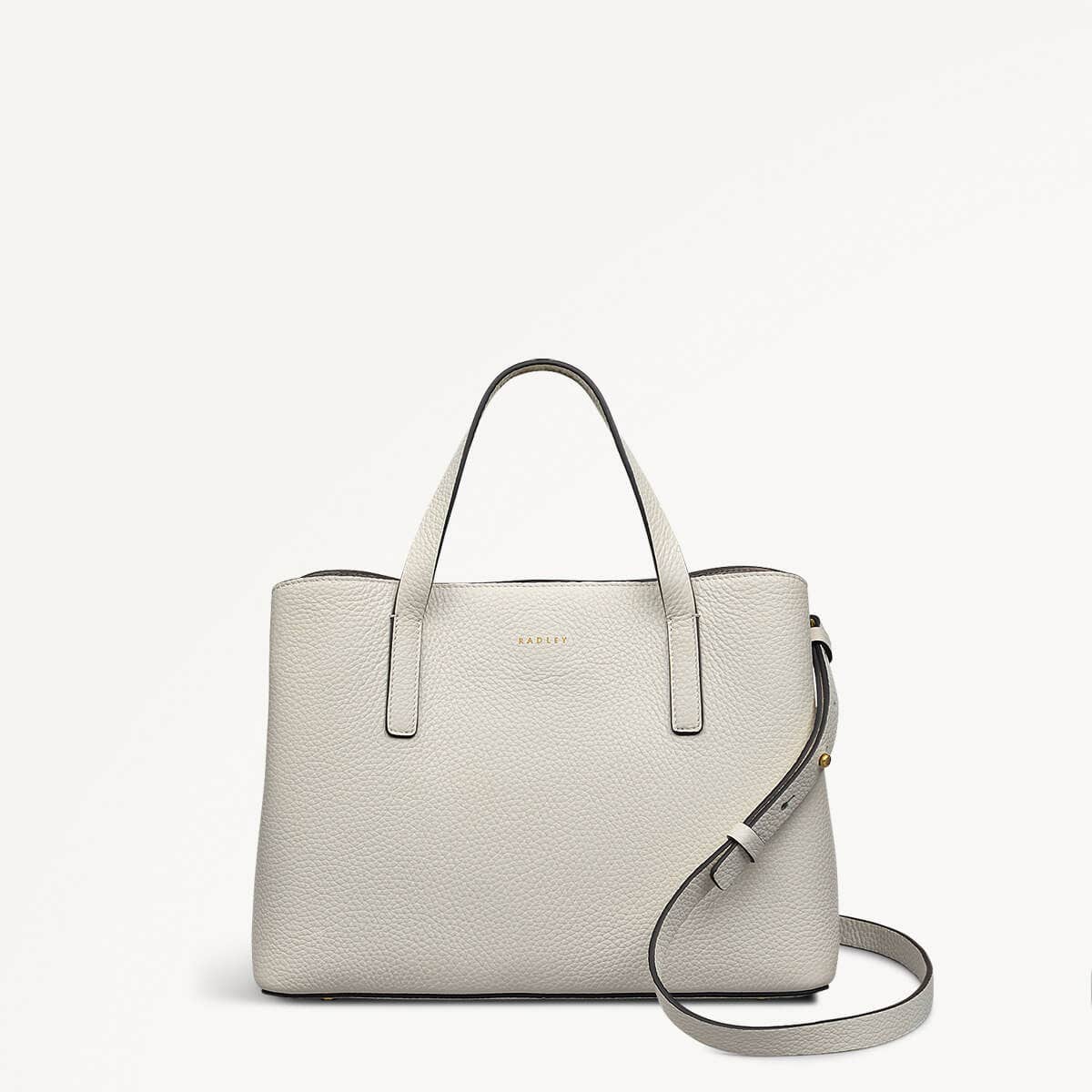 Dukes Place Leather Medium Ziptop Grab Bag in Chalk - 110615
