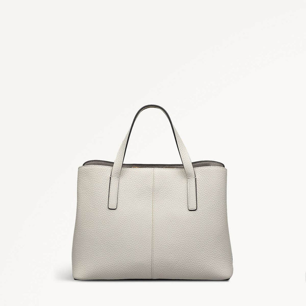Dukes Place Leather Medium Ziptop Grab Bag in Chalk - 110615